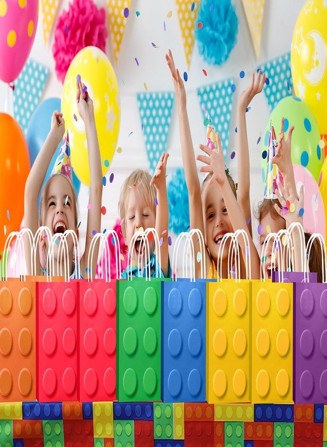 YOTNUS 12 Pcs Building Block Party-Favor-Gift-Bags, Small Gift Bags with Handles, for Building Block Birthday Party Shower Decoration Supplies - Image 4